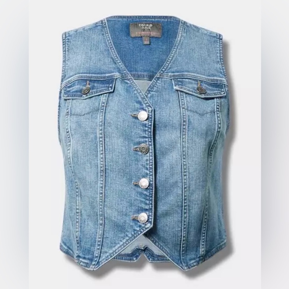 Torrid Blue Denim Button-Up Vest Size 1 (14/16) - New with Tags